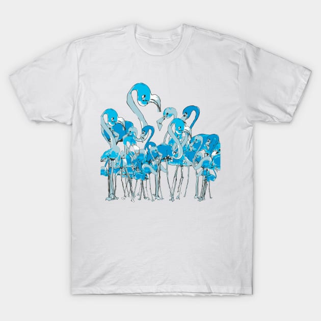 Blue Flamingos T-Shirt by IanSklarsky